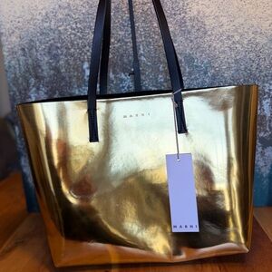 MARNI Metallic Gold Shopper Tote: NWT